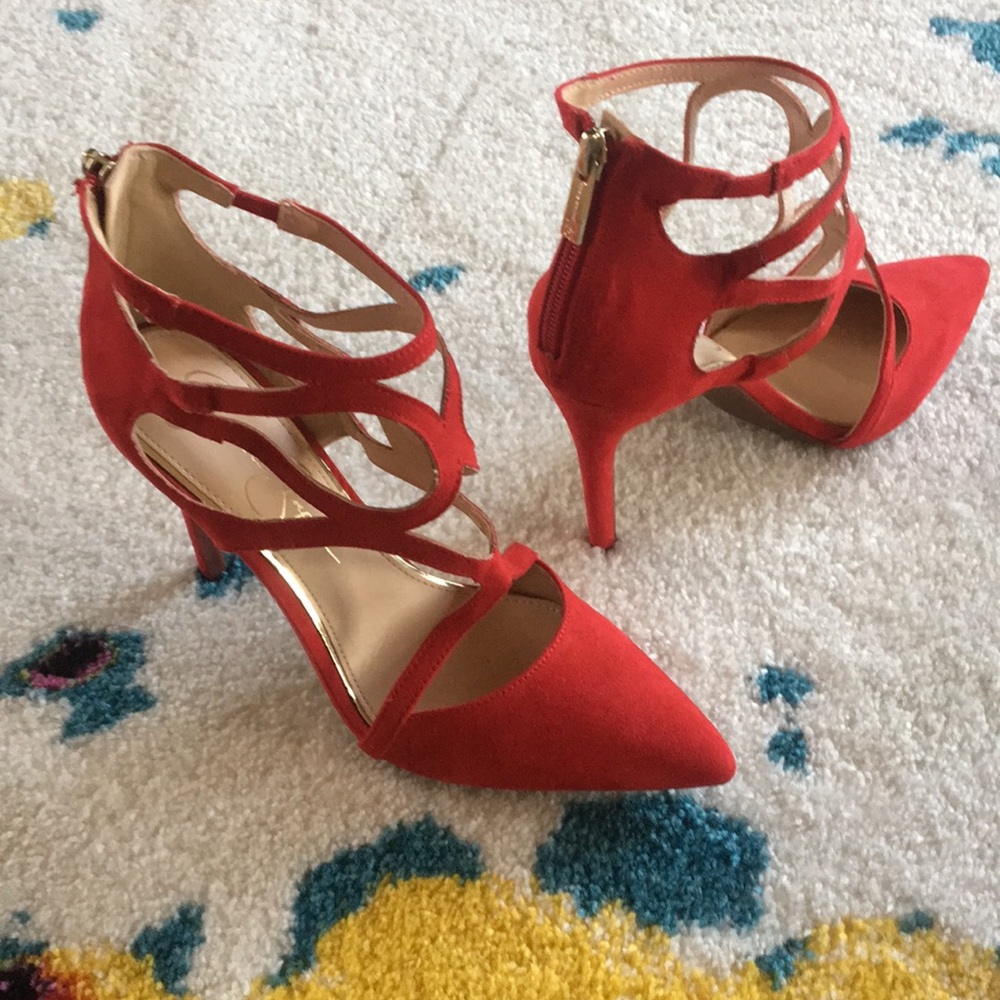 Jessica Simpson size 7 red suede high heels.